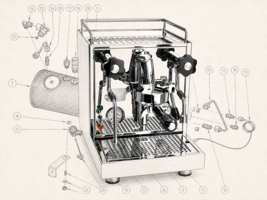 KI generiertes Bild einer Profitec Pro 500 Espressomaschine