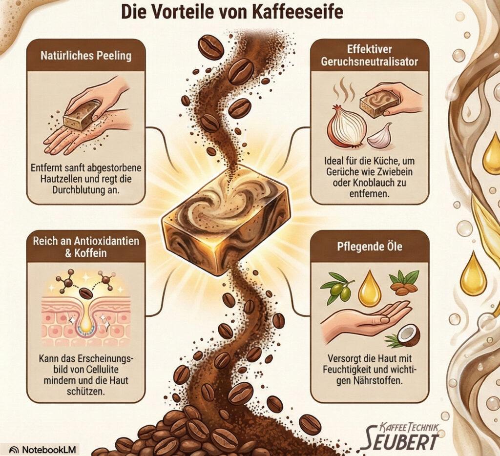 Infografik über die Vorteile einer selbstgemachten Kaffeeseife