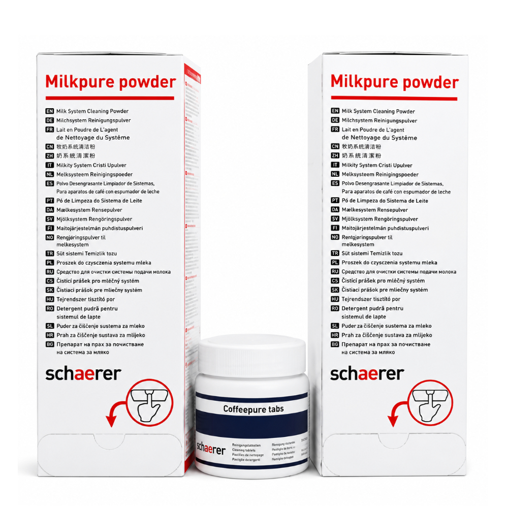 Schaerer milkpure powder 2 boxen & coffeepure tab