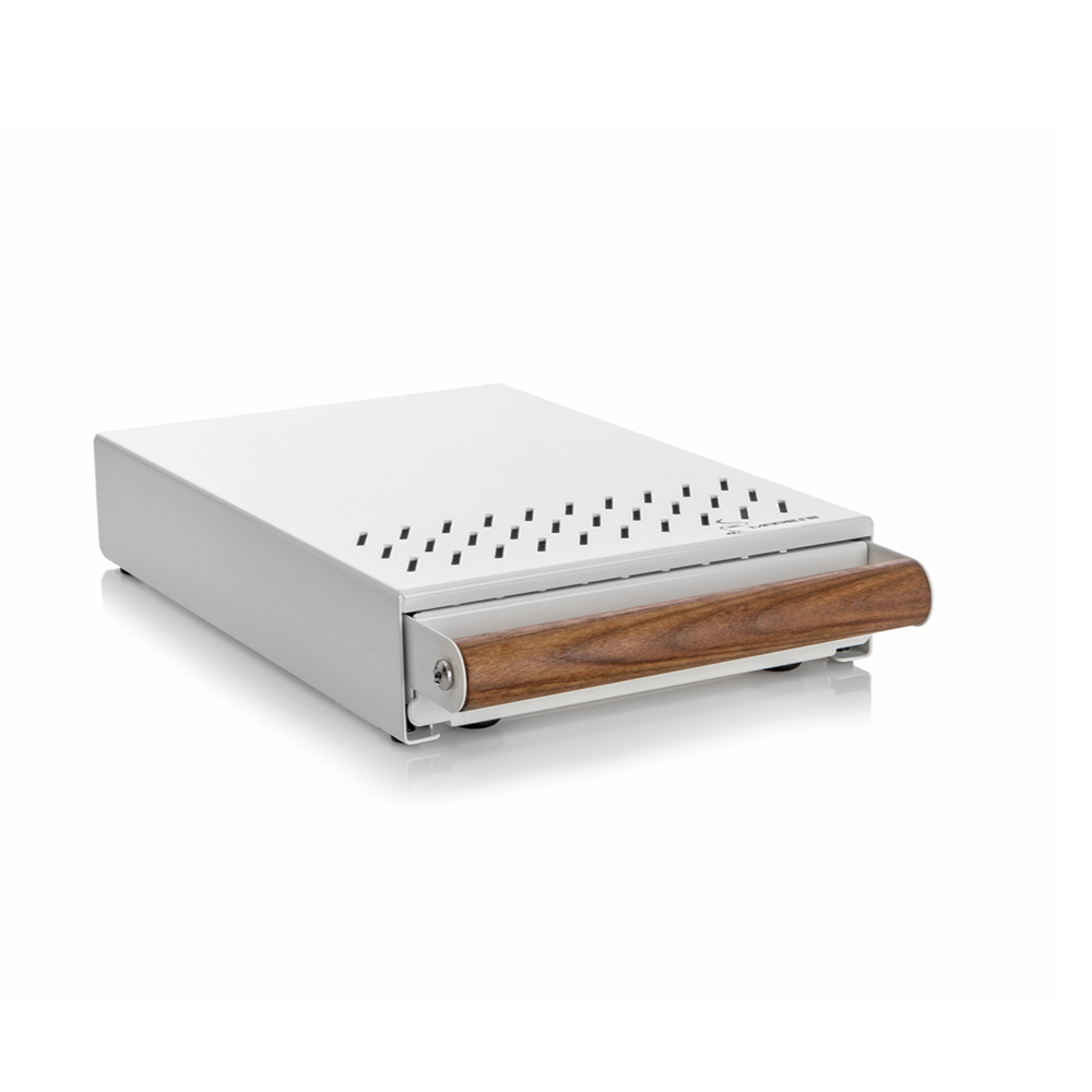 Marese Sudschublade slim weiss Nussholzgriff